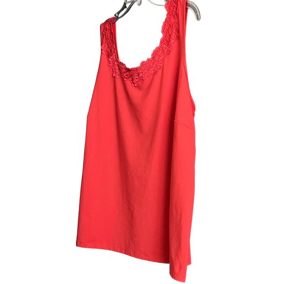 CATHERINES SLEEVELESS PULL-OVER SHELL-TOP, WOMENS, 2X-22/24, DEEP PEACH, LACE - Picture 4 of 8